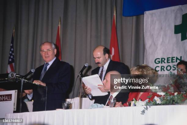 Russian politician Mikhail Gorbachev, former President of the Soviet Union, addresses the 4th Environmental Media Awards, held at CBS Television City...