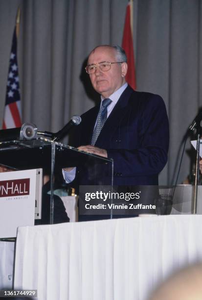 Russian politician Mikhail Gorbachev, former President of the Soviet Union, addresses the 4th Environmental Media Awards, held at CBS Television City...