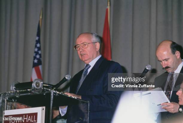 Russian politician Mikhail Gorbachev, former President of the Soviet Union, addresses the 4th Environmental Media Awards, held at CBS Television City...