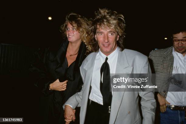 New Zealand model Rachel Hunter and her partner, British singer and songwriter Rod Stewart at the Roxbury Club in West Hollywood, California, 20th...