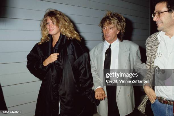 New Zealand model Rachel Hunter and her partner, British singer and songwriter Rod Stewart at the Roxbury Club in West Hollywood, California, 20th...