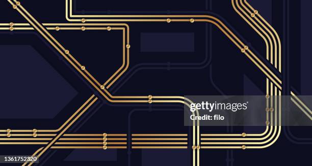 networking lines pathways abstrakter hintergrund - road intersection stock-grafiken, -clipart, -cartoons und -symbole