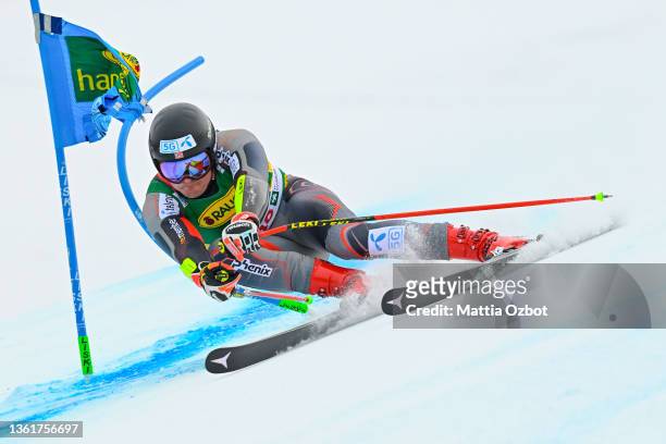 Smiseth Sejersted Adrian of Norway in action during the men's FIS Ski World Cup Super G on December 29, 2021 in Bormio, Italy.