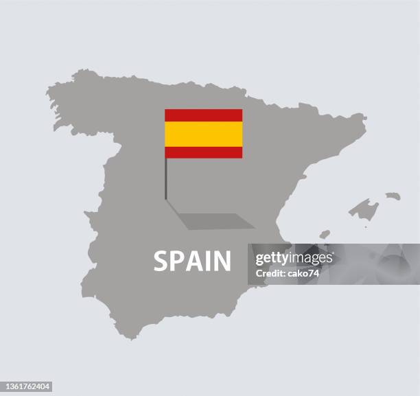 spain map with flag - ibiza island stock illustrations