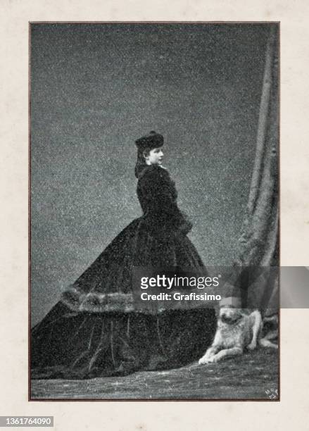 elisabeth empress of austria and queen of hungary portrait - queen of hungary stock illustrations