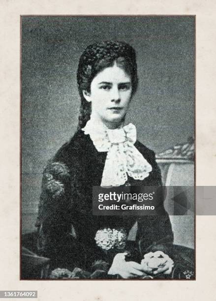 elisabeth empress of austria and queen of hungary portrait - empress elisabeth of austria stock illustrations