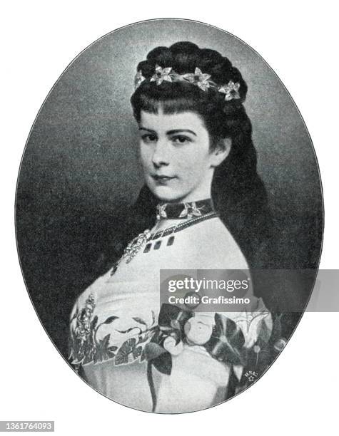 elisabeth kaiserin von österreich und königin von ungarn porträt - queen royal person stock-grafiken, -clipart, -cartoons und -symbole