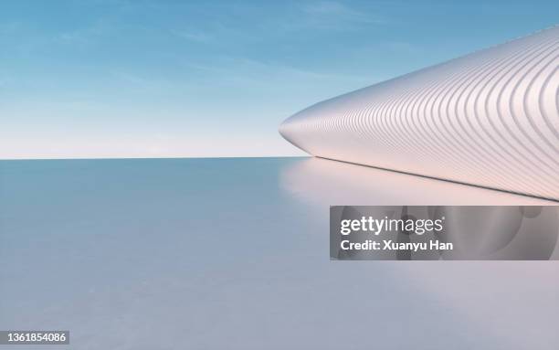 3d rendering futuristic building background - open day 3 stock pictures, royalty-free photos & images