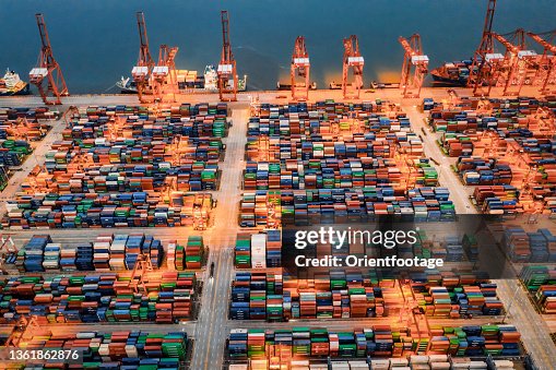Large Container Terminal Images Aerial View Of Modernized Container Terminal High-Res Stock Photo ...