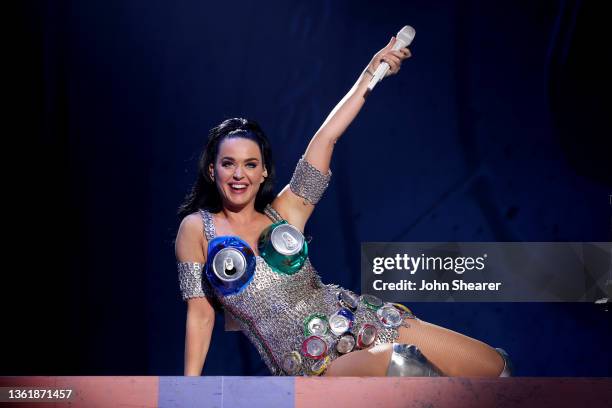 Katy Perry performs onstage during Katy Perry: PLAY Las Vegas Residency at Resorts World Las Vegas on December 29, 2021 in Las Vegas, Nevada.