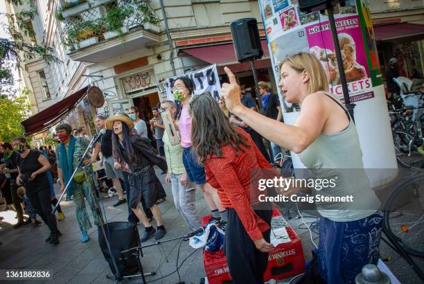 The Band Lauratibor in 2020 perform at the demonstration by local residents in support of: 'De Noantri muss bleiben- Punto e Basta'-'De Noantri muss...