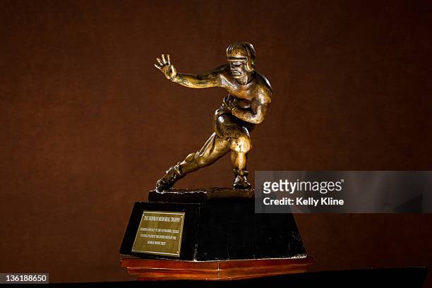 The Heisman Trophy, on December 11, 2011 in New York City. NOTE TO USER: Photographer approval needed for all Commercial License requests.