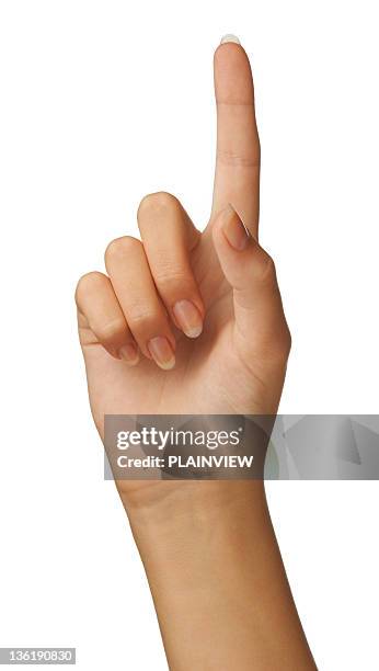 mano humana con dedo apuntando con - un solo objeto fotografías e imágenes de stock