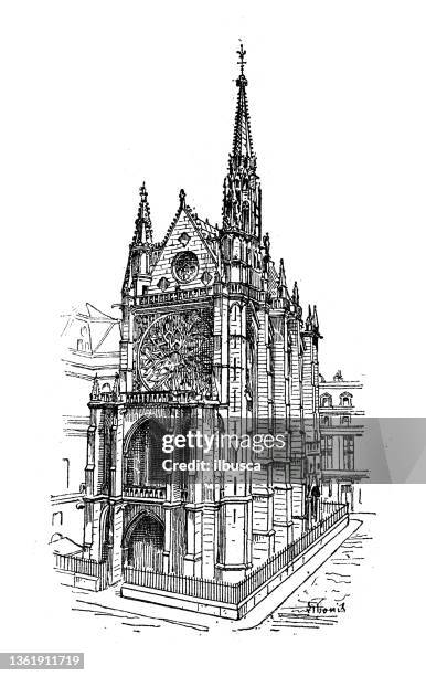 illustrations, cliparts, dessins animés et icônes de antique illustration: sainte-chapelle, paris - sainte chapelle