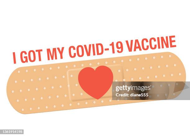 covid-19 vaccination badge with an adhesive bandage.  on a transparent background - adhesive bandage stock illustrations