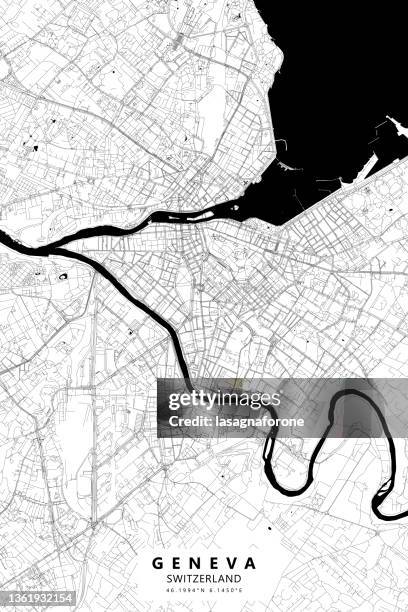 geneva, switzerland vector map - geneva switzerland skyline stock illustrations
