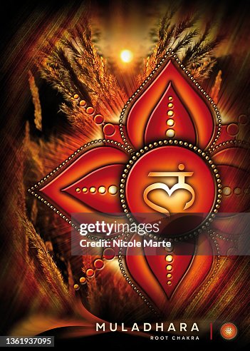 Root Chakra Background Pattern Poster Wallpaper With Root Chakra Symbol Artwork With Mystical Nature ...