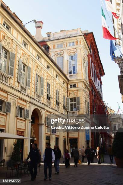 General view of Palazzo Bianco and Palazzo Rosso on December 28, 2011 in Genoa, Italy. Genoa is the capital of the region Liguria and has the largest...