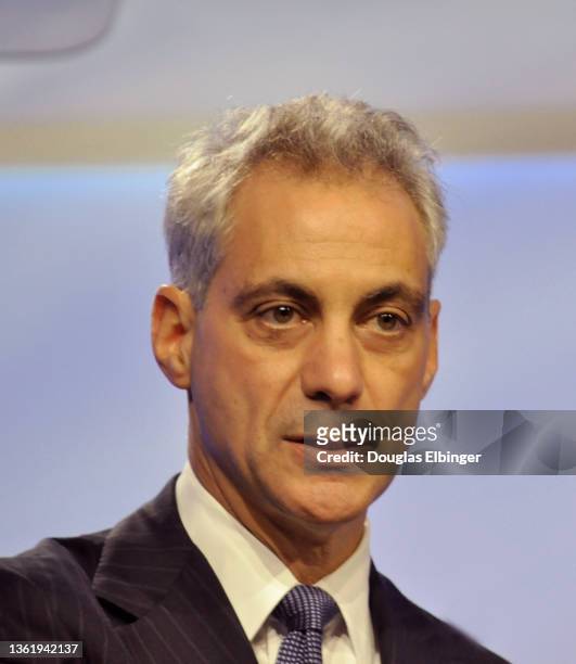 American politician & Chicago Mayor Rahm Emanuel as he speaks during a media conference, Chicago, Illinois, October 21, 2013.