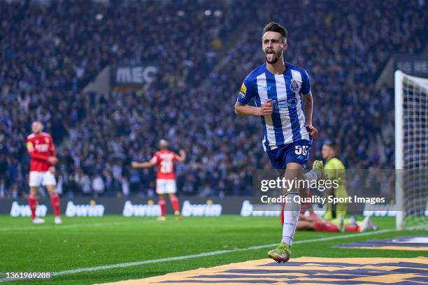 Fabio Vieira of FC Porto celebrates after scoring their side's first goal during the Liga Portugal Bwin match between FC Porto and SL Benfica at...