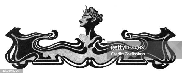 jugendstil-gestaltungselement zur dekorationszeichnung 1898 - art nouveau elements stock-grafiken, -clipart, -cartoons und -symbole