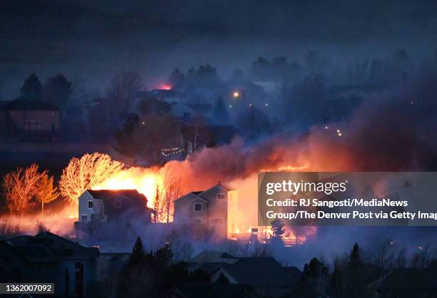 The Marshall Fire continues to burn out of control on December 30, 2021 in Broomfield, Colorado.