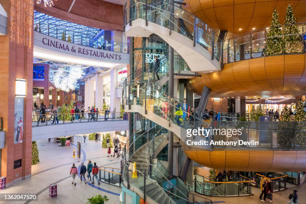 General view of Christmas decorations at Victoria Square shopping and leisure complex in Belfast after new restrictions were introduced in Northern...