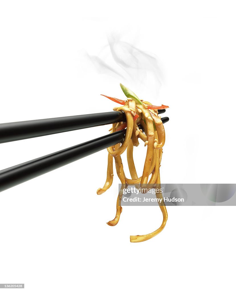 Noodles on a chopstick