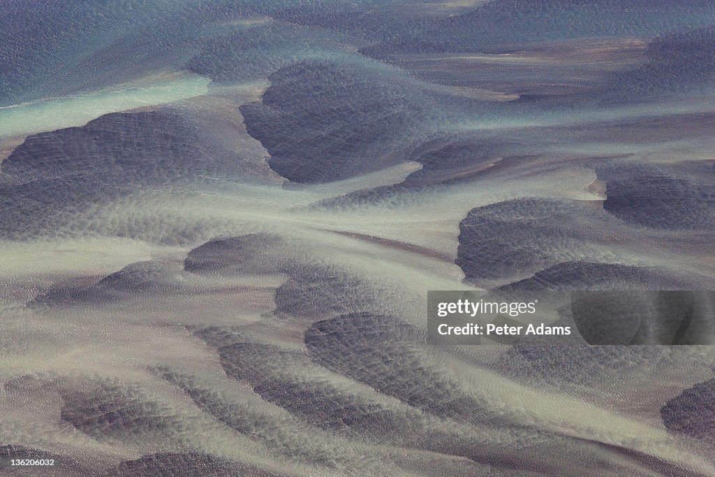 Aerial of Water Patterns in River, Iceland