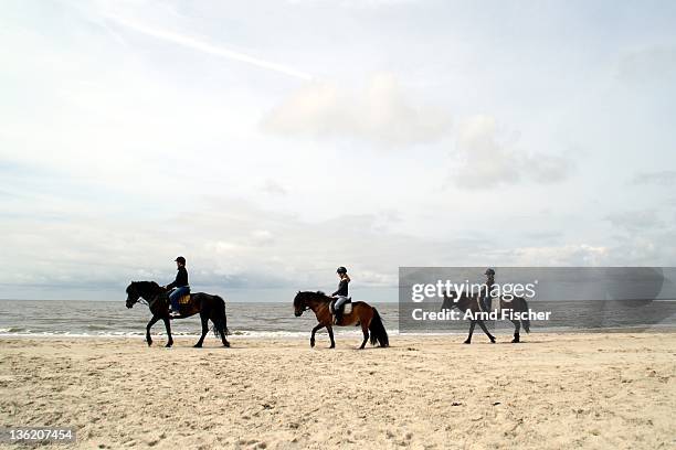 riders at  beach - langeoog stock pictures, royalty-free photos & images