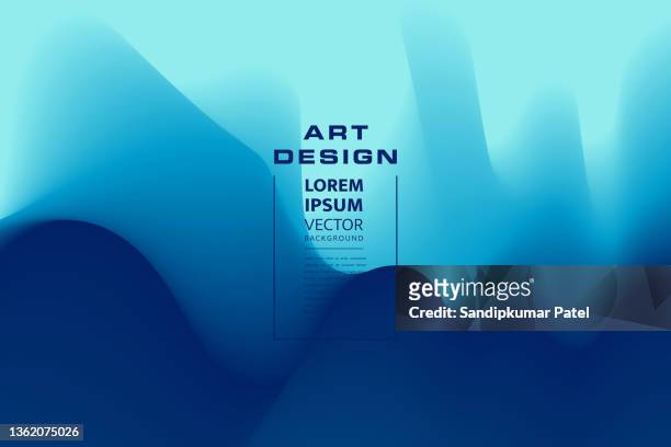 wave liquid shape in blue color background. - three dimensional stock illustrations