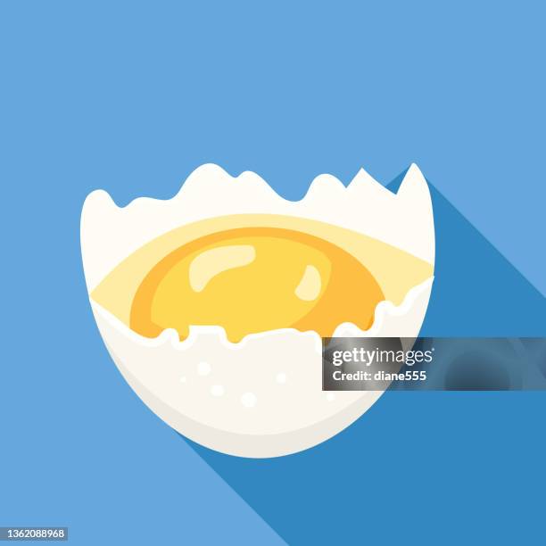 flat design half of a cracked chicken egg icon - cracked egg stock illustrations