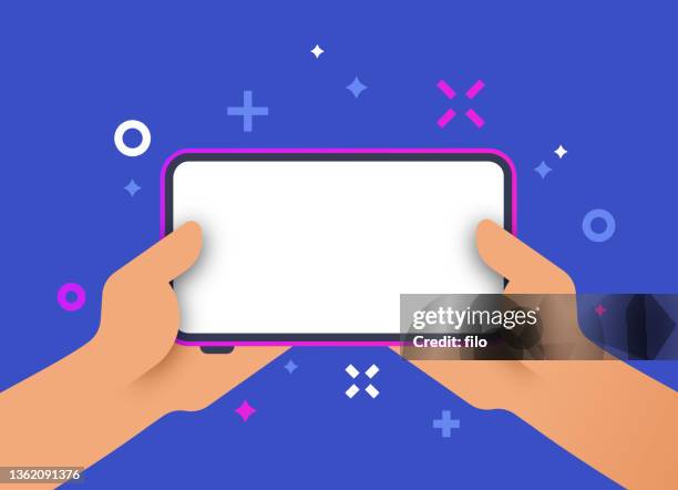 horizontal mobile phone - gaming mobile stock illustrations