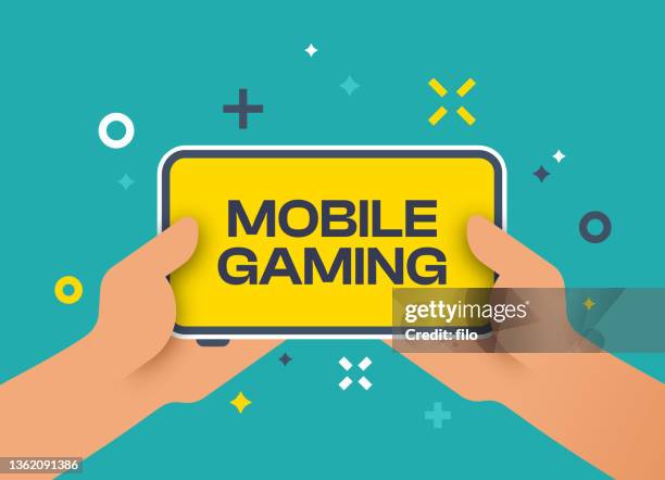 mobile gaming mobile phone - gaming station stock illustrations