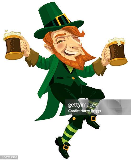 dancing, drinking leprechaun - man dancing alone stock illustrations