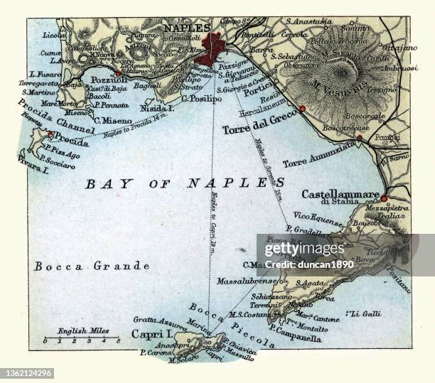 Bay Of Naples Italy Map Antique Map Of Bay Of Naples Italy Mount Vesuvius Capri 19th Century 
