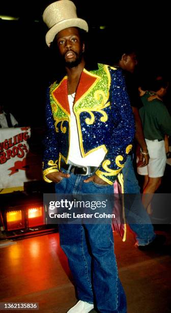 Haitian rapper, singer, songwriter and actor Wyclef Jean, poses for a portrait before the Ringling Bros. And Barnum & Bailey circus show circa 1997...