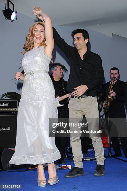 Kelly Brook and Fabrizio Biggio attend the third day of the 16th Annual Capri Hollywood International Film Festivalon December 28, 2011 in Capri,...