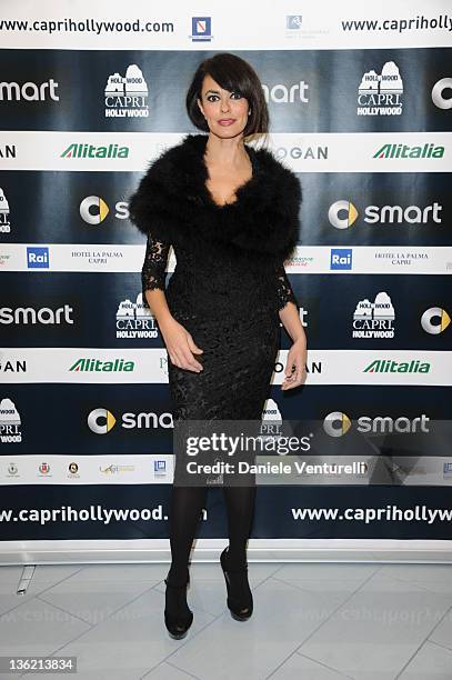 Actress Maria Grazia Cucinotta attends the third day of the 16th Annual Capri Hollywood International Film Festivalon December 28, 2011 in Capri,...
