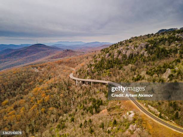 linn cove viaduct in fall - blue ridge parkway stock pictures, royalty-free photos & images