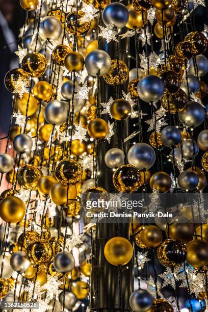 gold and silver christmas decorations - panyik-dale stock pictures, royalty-free photos & images