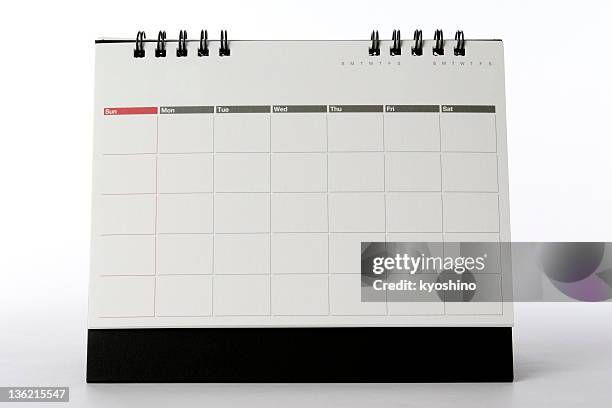 isolated shot of blank desktop calendar on white background - calendar isolated bildbanksfoton och bilder