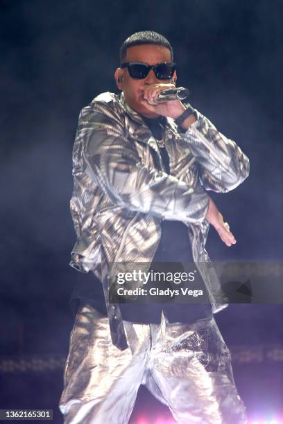 Puerto Rican native Daddy Yankee performs on Dick Clark’s New Year’s Rockin’ Eve with Ryan Seacrest 2022 during the show’s first ever Spanish...