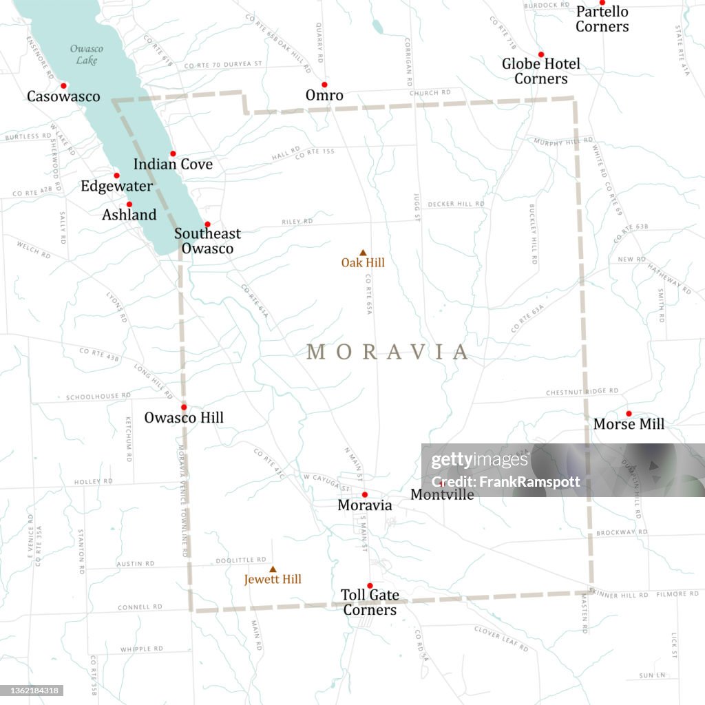 NY Cayuga Moravia Vector Road Map
