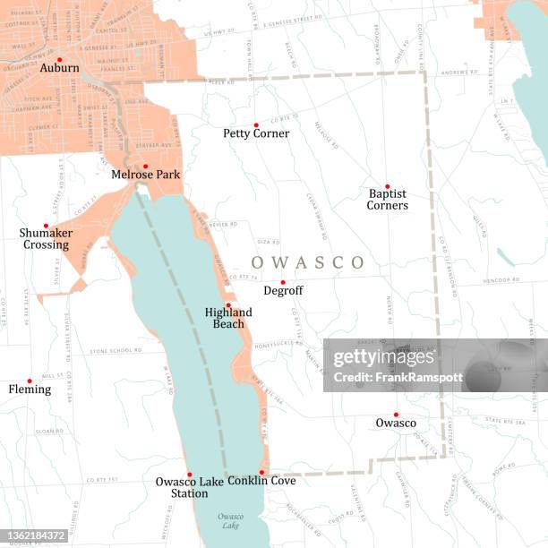 Ny Cayuga Owasco Vector Straenkarte, Stock-Foto