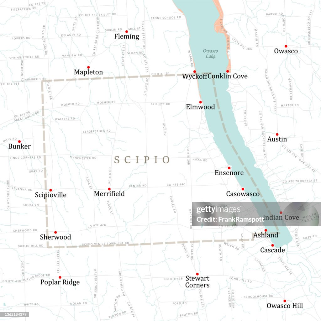 NY Cayuga Scipio Vector Road Map