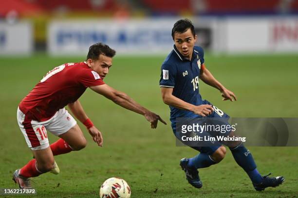 Chanathip Songkrasin of Thailand during the AFF Suzuki Cup final second leg between Thailand and Indonesia at the National Stadium on January 1, 2022...