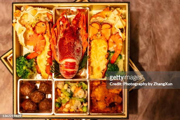 osechi dinner, japanese traditional dish. - osechi ryori stock pictures, royalty-free photos & images