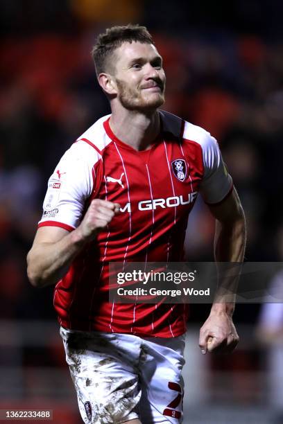 Michael Smith of Rotherham United celebrates after scoring their side's second goal during the Sky Bet League One match between Rotherham United and...