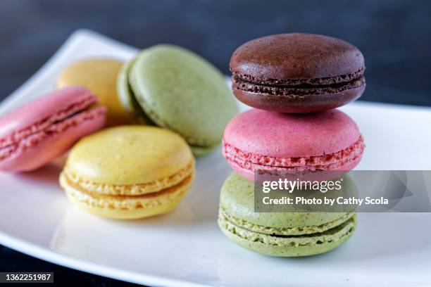 french macarons - macaroon stock pictures, royalty-free photos & images